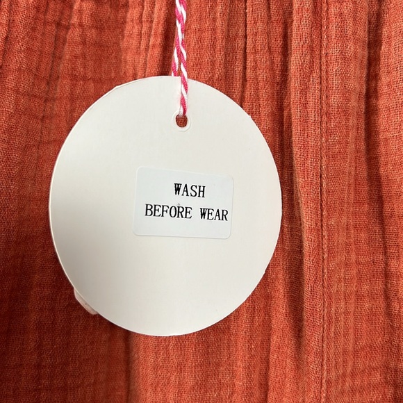 Umgee Orange Rust Wide Leg Ruffle Layered Hem Pants size M - Picture 9 of 14